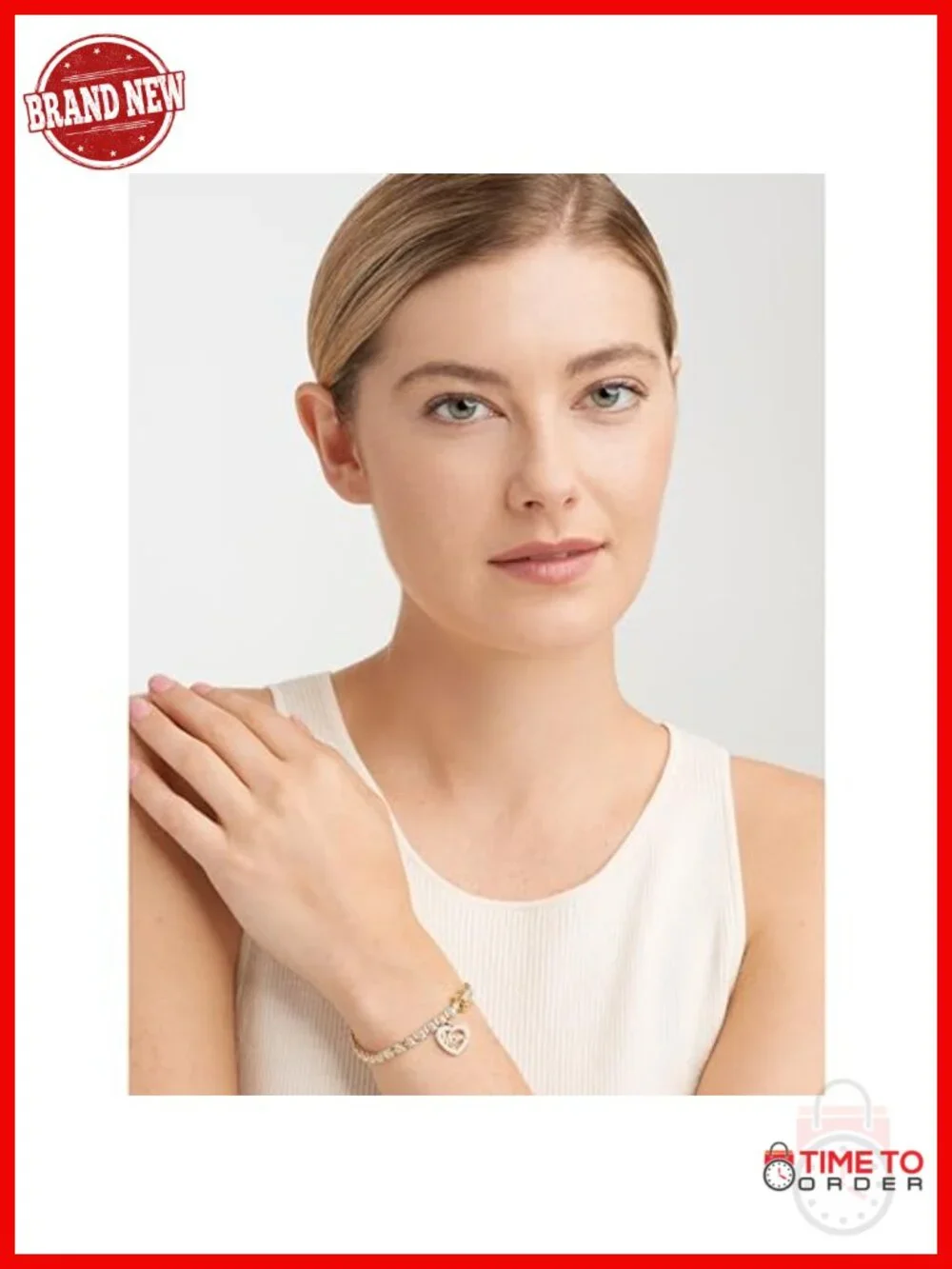 Diamond Accent S-Link Chain Tennis Bracelet with MOM Charm, Hypoallergenic, 18k